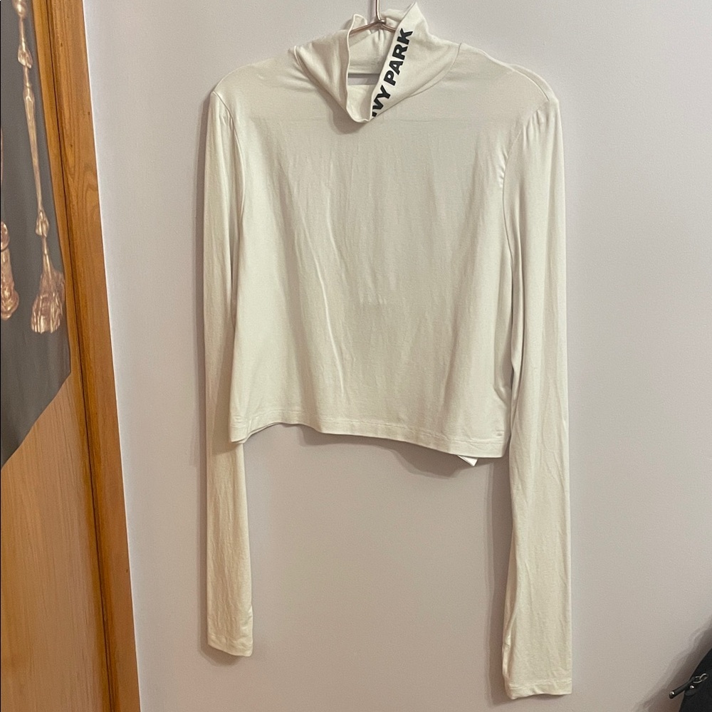 IVY PARK Cream Long Sleeve Tee with Logo Collar